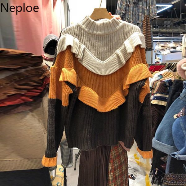 neploe loose crazy style color patch ruffles pullover sweater women o neck long sleeve knit thicked warm pull femme winter 47971, White;black
neploe loose crazy style color patch ruffles pullover sweater women o neck long sleeve knit thicked warm pull femme winter 47971, White;black