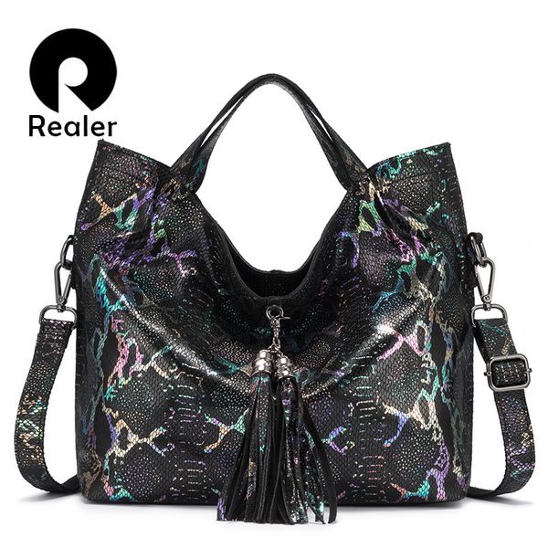 realer genuine leather,women handbag,large capacity tote bag,female colorful serpentine prints,ladies shoulder bags with tassel mx191216
realer genuine leather,women handbag,large capacity tote bag,female colorful serpentine prints,ladies shoulder bags with tassel mx191216