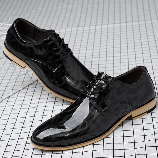 glossy cow leather men formal shoes pointed toe patent genuine leather oxford shoes for men dress business big size 37-48, Black
glossy cow leather men formal shoes pointed toe patent genuine leather oxford shoes for men dress business big size 37-48, Black