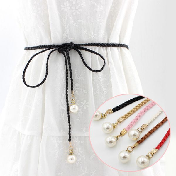 candice multi-color fashion sweet simple style dress thin waist rope pearl woven belt for women accessories, Black;brown
candice multi-color fashion sweet simple style dress thin waist rope pearl woven belt for women accessories, Black;brown