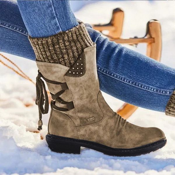 loozykit women boots pu mid-calf boots with back lace-up fashion autumn design solid color low heels shoes botas mujer, Black
loozykit women boots pu mid-calf boots with back lace-up fashion autumn design solid color low heels shoes botas mujer, Black