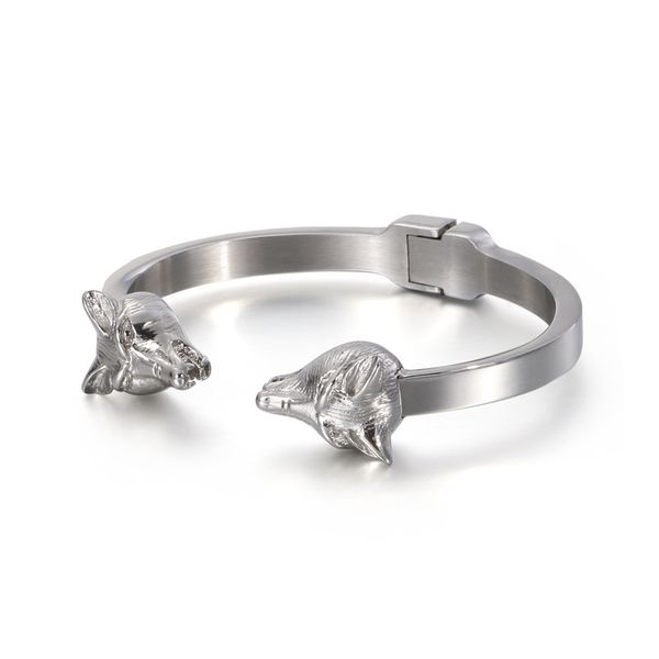 european and american stainless steel bracelet men's jewelry fashion animal wolf head stainless steel personality open bracelet, Black
european and american stainless steel bracelet men's jewelry fashion animal wolf head stainless steel personality open bracelet, Black