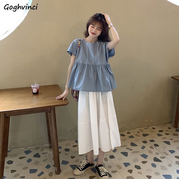 sets women solid o-neck pleated sweet girls elastic waist mid-calf simple casual loose ulzzang chic trendy womens elegant, Gray
sets women solid o-neck pleated sweet girls elastic waist mid-calf simple casual loose ulzzang chic trendy womens elegant, Gray