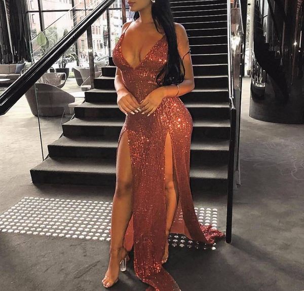 2019 spaghetti straps evening dress dubai deep v neck sequins holiday women wear formal party prom gown custom made plus size, Black;red
2019 spaghetti straps evening dress dubai deep v neck sequins holiday women wear formal party prom gown custom made plus size, Black;red