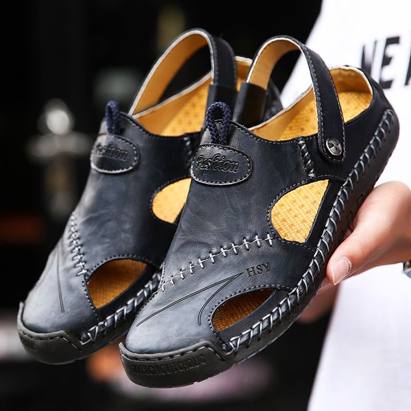 big size 38-48 new genuine leather men sandals shoes summer leisure beach men's sandals slippers bohemia, Black
big size 38-48 new genuine leather men sandals shoes summer leisure beach men's sandals slippers bohemia, Black