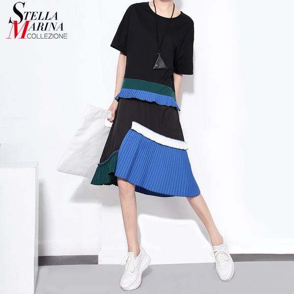 casual dresses 2021 women summer black blue patchwork sun dress short sleeve pleated hem girls cute kawaii midi style vestido 1452, Black;gray
casual dresses 2021 women summer black blue patchwork sun dress short sleeve pleated hem girls cute kawaii midi style vestido 1452, Black;gray