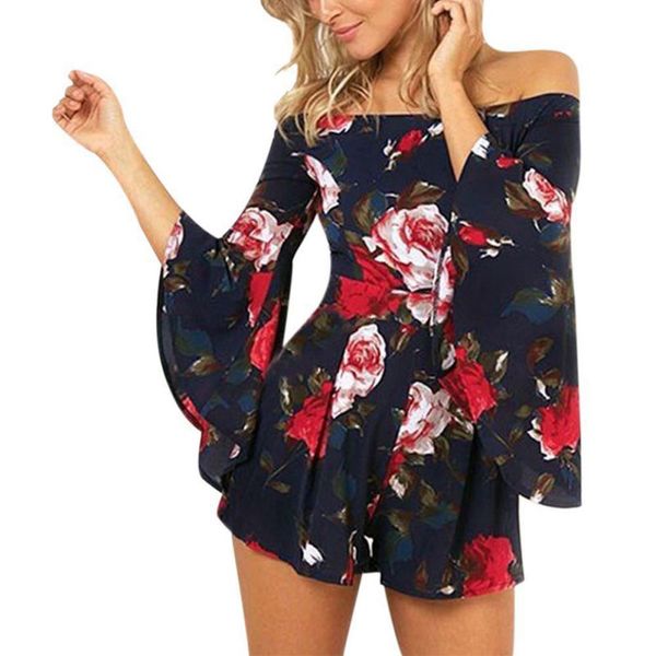 2018 fashion womens chiffon floral rompers trumpet long sleeve playsuits slash neck jumpsuits y3, Black;white
2018 fashion womens chiffon floral rompers trumpet long sleeve playsuits slash neck jumpsuits y3, Black;white