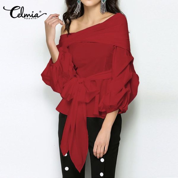 fashion blouses women off shoulder tunic celmia belted pleated lantern sleeve elegant shirt zipper casual blusas 5xl, White
fashion blouses women off shoulder tunic celmia belted pleated lantern sleeve elegant shirt zipper casual blusas 5xl, White