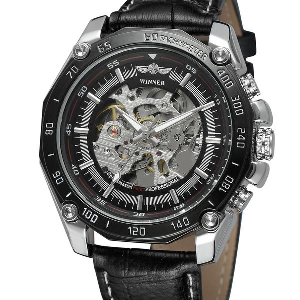 winner fashion sporty men automatic mechanical watch leather strap black skeleton dial forsining boyfriend punk wrist watches, Slivery;brown
winner fashion sporty men automatic mechanical watch leather strap black skeleton dial forsining boyfriend punk wrist watches, Slivery;brown