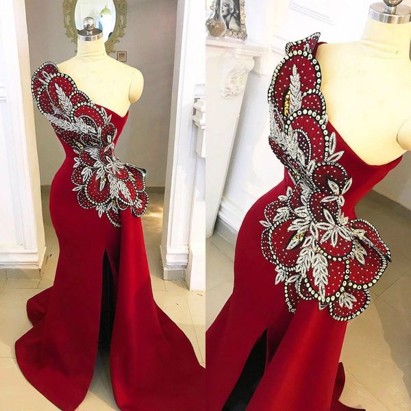 luxury arabic red split mermaid prom dresses one shoulder sequined beads evening dress formal party wear reception second gowns, Black
luxury arabic red split mermaid prom dresses one shoulder sequined beads evening dress formal party wear reception second gowns, Black