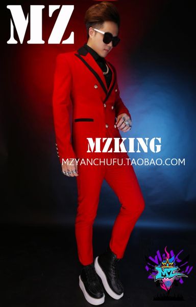 nightclub male singer costumes bar personality men's red black double-breasted slim suit wedding host dress tide male stage wear, White;black
nightclub male singer costumes bar personality men's red black double-breasted slim suit wedding host dress tide male stage wear, White;black