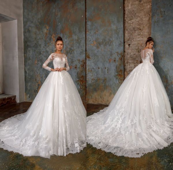 naviblue modest wedding dresses long sleeve lace appliqued plus size bridal gowns sweep train country wedding dress, White
naviblue modest wedding dresses long sleeve lace appliqued plus size bridal gowns sweep train country wedding dress, White