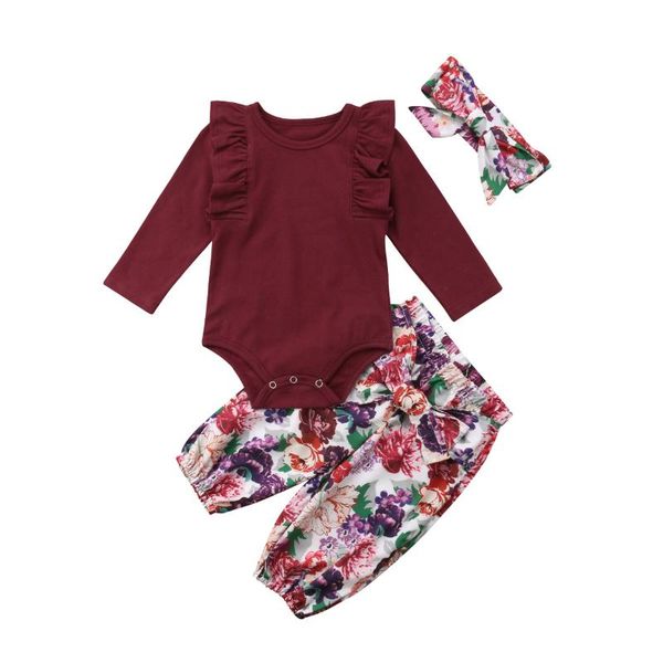 3pcs newborn baby girls 2018 red solid romper floral pants headband outfits autumn set clothes, White
3pcs newborn baby girls 2018 red solid romper floral pants headband outfits autumn set clothes, White