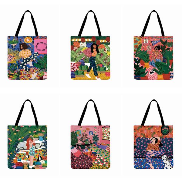 tropical girl in flower painting printed bag women casual tote ladies beach bag fashion beach bags foldable shopping 
tropical girl in flower painting printed bag women casual tote ladies beach bag fashion beach bags foldable shopping