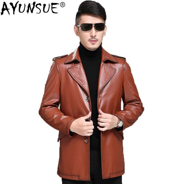 ayunsue genuine leather jacket men spring real cow leather coat windbreaker slim long cowhide jackets and coats kj1384, Black
ayunsue genuine leather jacket men spring real cow leather coat windbreaker slim long cowhide jackets and coats kj1384, Black