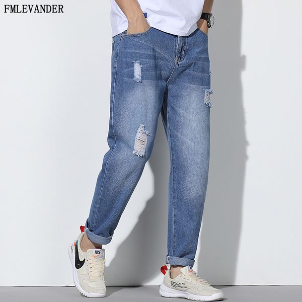 new design plus size crop pants trousers brand korea style hip hop streetwear fashion jeans men, Blue
new design plus size crop pants trousers brand korea style hip hop streetwear fashion jeans men, Blue