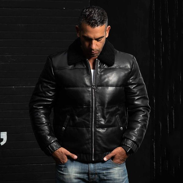 2018 fur collar genuine leather jacket men winter down jacket black sheepskin men's leather coat real male
2018 fur collar genuine leather jacket men winter down jacket black sheepskin men's leather coat real male