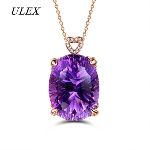 ulex vintage rose gold filled pendant necklace for women purple zircon crystal elegant wedding charm necklac, Silver
ulex vintage rose gold filled pendant necklace for women purple zircon crystal elegant wedding charm necklac, Silver