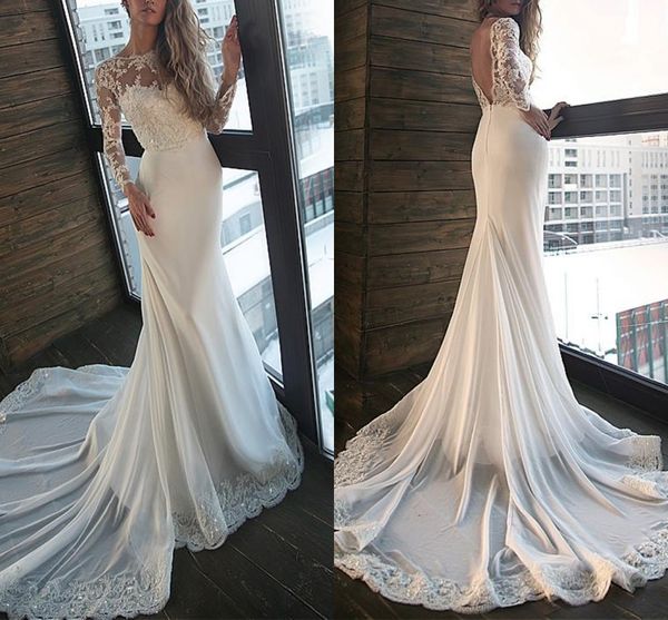 illusion long sleeves lace applique sequins beaded wedding dresses long 2020 deep v open back bridal gowns party wedding dress long, White
illusion long sleeves lace applique sequins beaded wedding dresses long 2020 deep v open back bridal gowns party wedding dress long, White