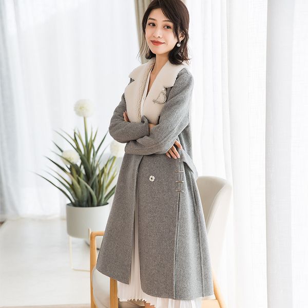 women's wool & blends winter coat female double-side women long coats lady spring autumn lamb fur collar jacket outwear 38022 yq3743, Black
women's wool & blends winter coat female double-side women long coats lady spring autumn lamb fur collar jacket outwear 38022 yq3743, Black