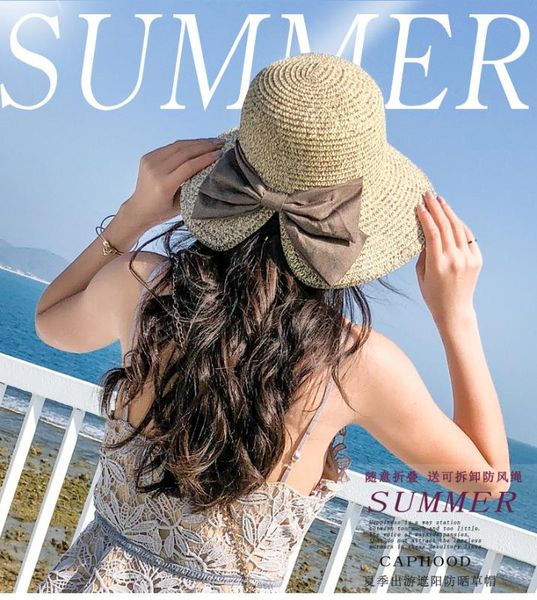 summer new versatile women's bow split straw hat cornice hat outdoor sun protection holiday sun, Blue;gray
summer new versatile women's bow split straw hat cornice hat outdoor sun protection holiday sun, Blue;gray