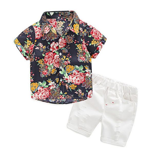 fashion kids baby boys clothes set short sleeve floral print blouse shirt+hole shorts casual outfits sets new style, White
fashion kids baby boys clothes set short sleeve floral print blouse shirt+hole shorts casual outfits sets new style, White