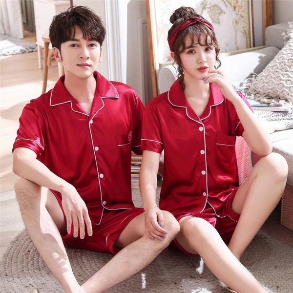 couples lovers pajamas sets women short-sleeved summer pyjama loose men faux silk style couple pijama set sleepwear pants, Black;red
couples lovers pajamas sets women short-sleeved summer pyjama loose men faux silk style couple pijama set sleepwear pants, Black;red
