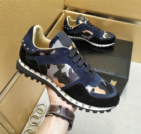 

valentines mens designer shoes spikes camo rock runner leather sneakers white ace men sneaker casual shoes vetements