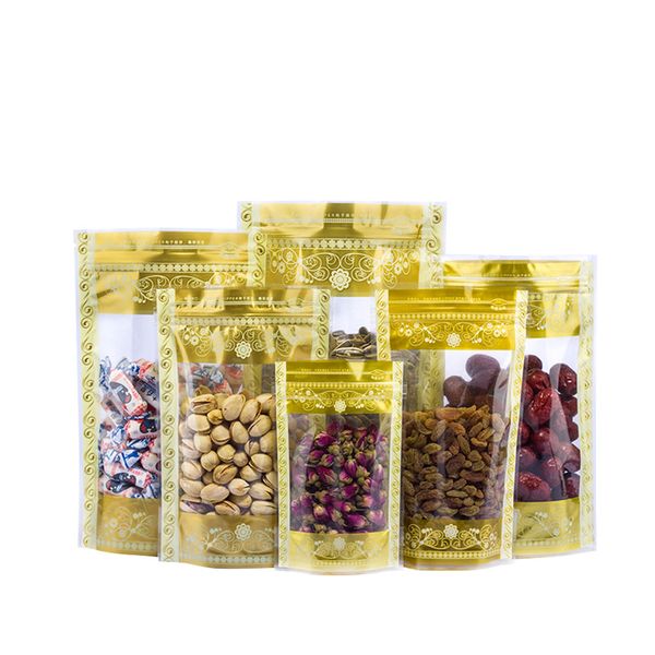 waterproof plastic standing zipper bag, food packaging, moisture-proof sealed ziplock bag, printed with gold flower pattern,100pcs
waterproof plastic standing zipper bag, food packaging, moisture-proof sealed ziplock bag, printed with gold flower pattern,100pcs