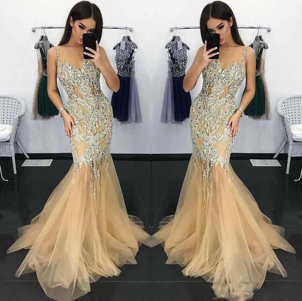 straps champagne elegant mermaid long evening dresses crystals beaded organza formal prom gowns vintage illusion bodices party wear, Black;red
straps champagne elegant mermaid long evening dresses crystals beaded organza formal prom gowns vintage illusion bodices party wear, Black;red