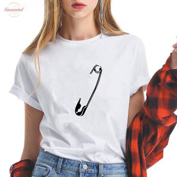 lei sagly safety pin print female t shirt women fashion summer short sleeve casual o neck tshirts plus size homme women streetwear, White
lei sagly safety pin print female t shirt women fashion summer short sleeve casual o neck tshirts plus size homme women streetwear, White