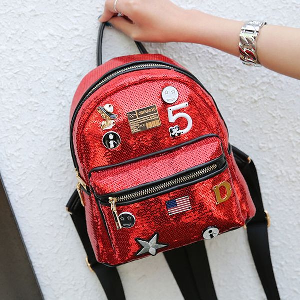 fashion cute girls sequins backpack womens paillette leisure school book bags mochila