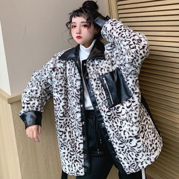 mumuzi leopard print plus cotton thick collar coat spring and winter korean version loose pu leatch patchwork warm coats, Black
mumuzi leopard print plus cotton thick collar coat spring and winter korean version loose pu leatch patchwork warm coats, Black