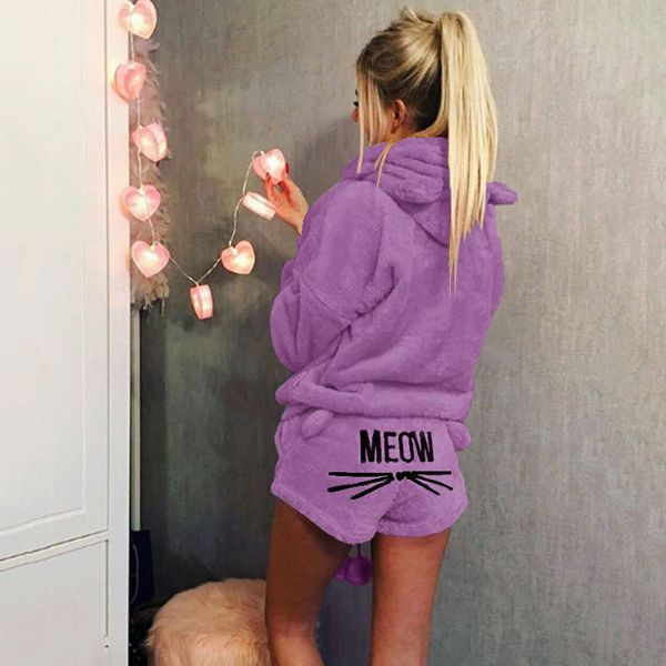 women two piece autumn winter cute cat pajamas warm sleepwear cat pattern hoodies shorts set big size s-5xl 2019 sale, White
women two piece autumn winter cute cat pajamas warm sleepwear cat pattern hoodies shorts set big size s-5xl 2019 sale, White