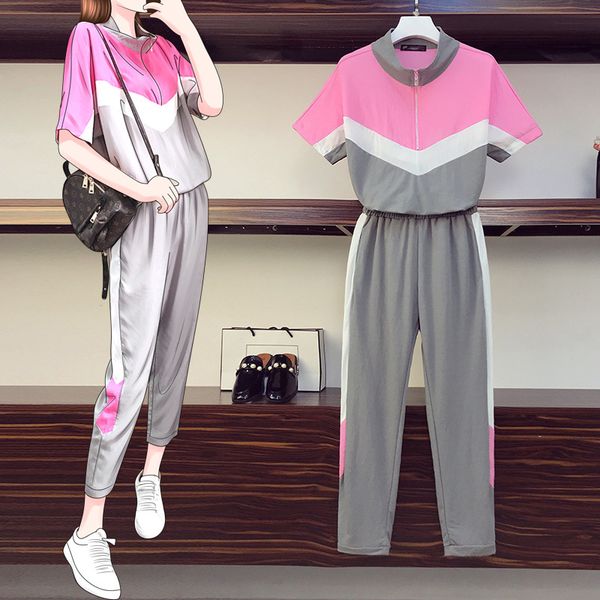 fashion zipper women two piece set and pants sportswear suit pink striped patchwork outfits korean stand collar plus size xl, White
fashion zipper women two piece set and pants sportswear suit pink striped patchwork outfits korean stand collar plus size xl, White