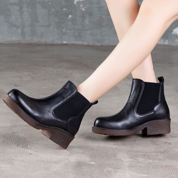 vallu original leather booties shoes woman 2019 autumn new england style female vintage handmade boots thick heel ankle boots, Black
vallu original leather booties shoes woman 2019 autumn new england style female vintage handmade boots thick heel ankle boots, Black