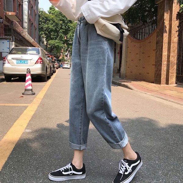 women's jeans spring autumn loose vintage for women pants boyfriend denim high waist straight, Blue
women's jeans spring autumn loose vintage for women pants boyfriend denim high waist straight, Blue