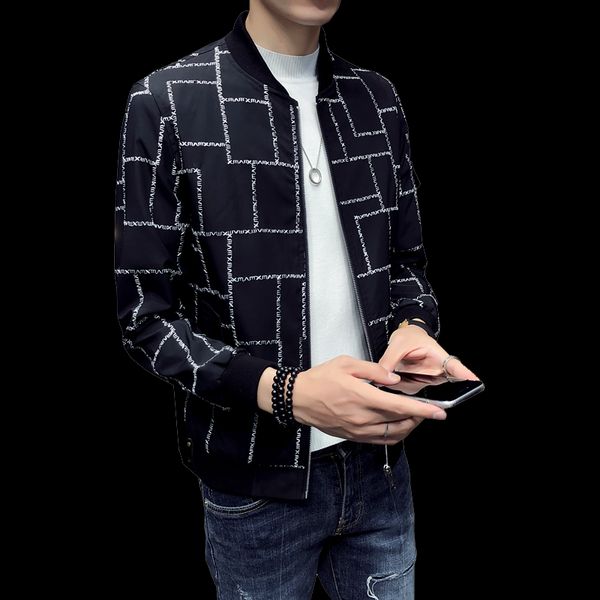 2019 autumn new men's fashion check casual jacket men's stand collar black casual jacket slim zipper large size coat, Black;brown
2019 autumn new men's fashion check casual jacket men's stand collar black casual jacket slim zipper large size coat, Black;brown