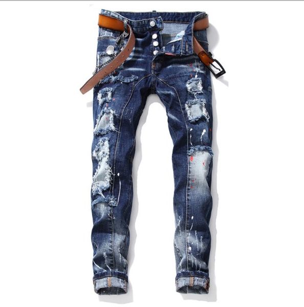 mens designer jeans trendy stitching male tight-fitting jeans ripped paint splashing blue pants brand fashion jeans asian size 30-38
mens designer jeans trendy stitching male tight-fitting jeans ripped paint splashing blue pants brand fashion jeans asian size 30-38