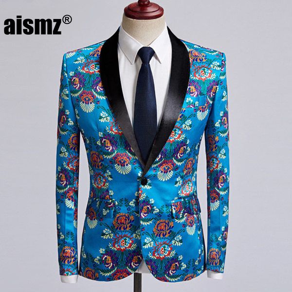 aismz sky blue floral print suit jacket man fashion leisure time casual slim fit blazer plus size stage singer wedding costume, White;black
aismz sky blue floral print suit jacket man fashion leisure time casual slim fit blazer plus size stage singer wedding costume, White;black
