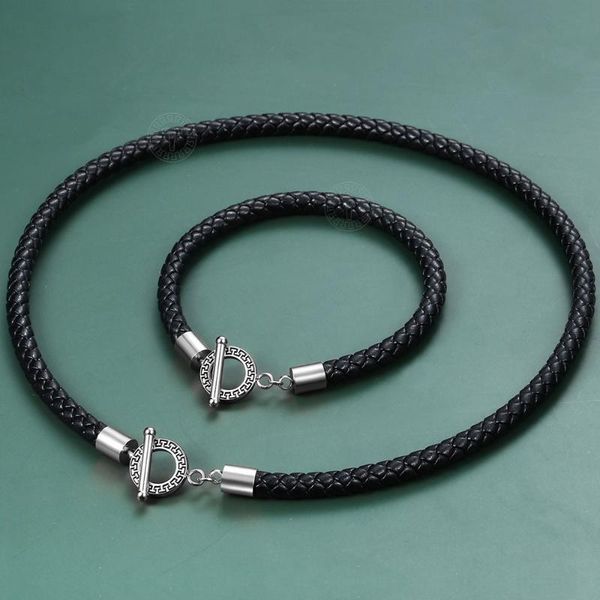 6mm black braided leather choker bracelet set for men women silver stainless steel unique toggle clasp necklace 8"/18" dtss017
6mm black braided leather choker bracelet set for men women silver stainless steel unique toggle clasp necklace 8"/18" dtss017