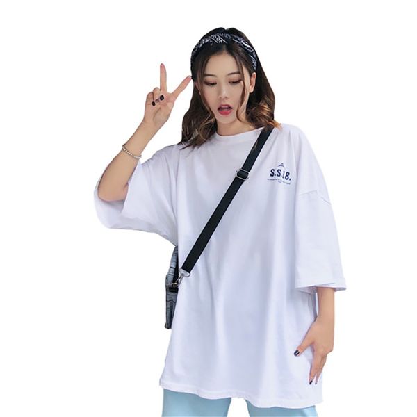 2019 women's fashion casual letter printed half sleeve t-shirt batwing sleeve loose t-shirt, White
2019 women's fashion casual letter printed half sleeve t-shirt batwing sleeve loose t-shirt, White