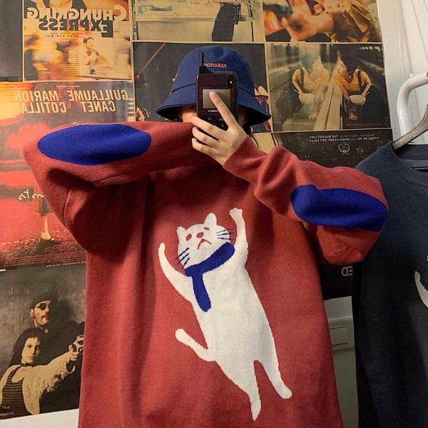 2019 winter men's lovers clothes coats keep warm knitting loose woolen sweaters casual fashion red/grey color cashmere pullover, White;black
2019 winter men's lovers clothes coats keep warm knitting loose woolen sweaters casual fashion red/grey color cashmere pullover, White;black