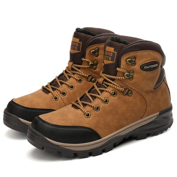 men hiking ankle boots fashion winter man's warm plush non slip flats shoes quality leather lace up short boot outdoor snowboots, Black
men hiking ankle boots fashion winter man's warm plush non slip flats shoes quality leather lace up short boot outdoor snowboots, Black