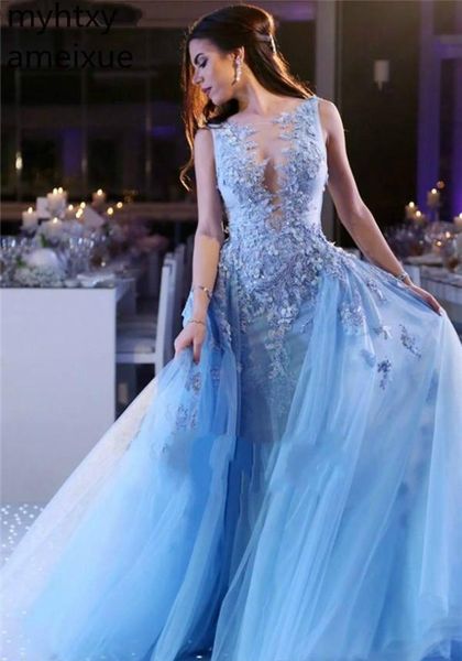 2019 new sky blue sleeveless evening dresses a line applique long red carpet formal wear party gowns plus size event dress, White;black
2019 new sky blue sleeveless evening dresses a line applique long red carpet formal wear party gowns plus size event dress, White;black