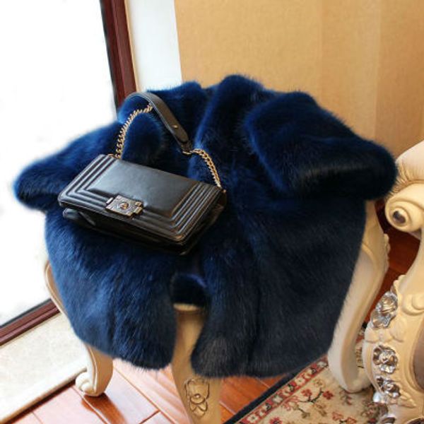 2019 new style high-end fashion women faux fur coat s104, Black