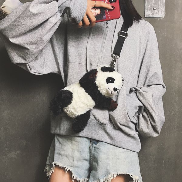 2020 new ladies plush bag cute panda casual cartoon fashion messenger bag ladies