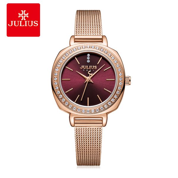 julius watch ja-1213 vintage women's wine red dial full diamond quartz wristwatch fashion jewelry watch, Slivery;brown
julius watch ja-1213 vintage women's wine red dial full diamond quartz wristwatch fashion jewelry watch, Slivery;brown