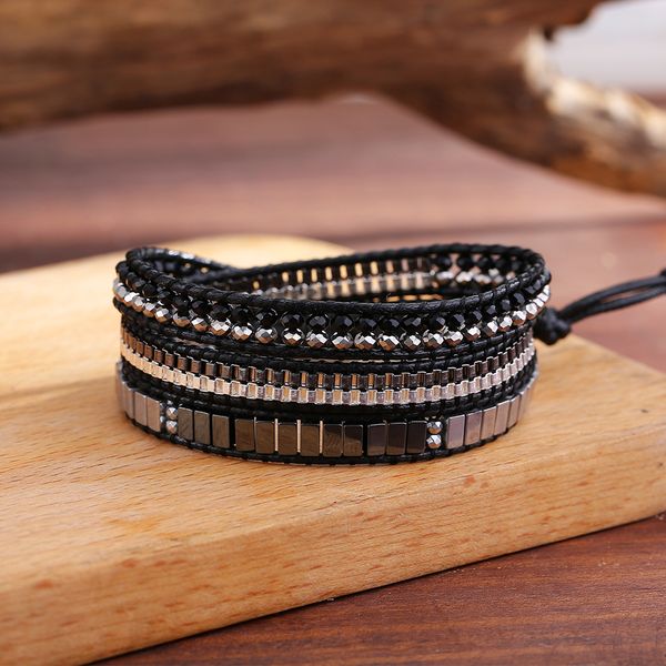 gothic natural stone wrap bracelet for women faceted crystal stainless stell chain match geometric gunmetal hematite bracelets healing body, Black
gothic natural stone wrap bracelet for women faceted crystal stainless stell chain match geometric gunmetal hematite bracelets healing body, Black