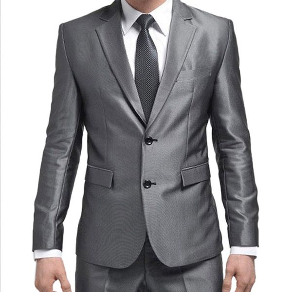 two piece gray groom tuxedos for wedding wear notched lapel trim fit business party men suits jacket pants, Black;gray
two piece gray groom tuxedos for wedding wear notched lapel trim fit business party men suits jacket pants, Black;gray